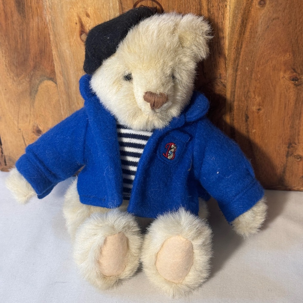 Bialosky Bears 1988 Artist Charlie Plush Teddy Bear Blue Coat Black Beret 8 inch